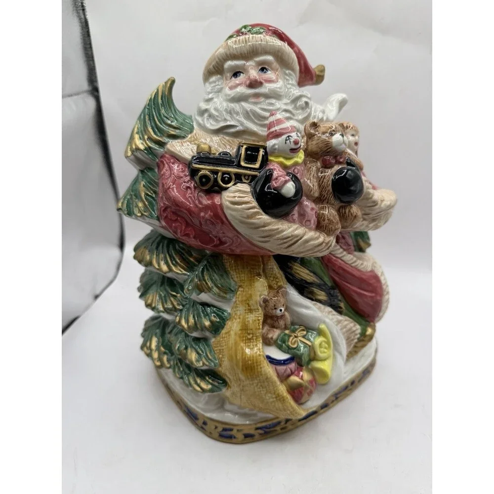 VTG  1994 Fitz Floyd Renaissance Santa Christmas Cookie Jar Hand Paint Omnibus